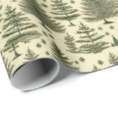 Waterverf Pine Green Tree Christmas Cadeaupapier (Rol Hoek)