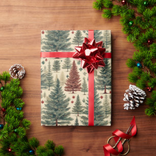  Waterverf Pine Green Tree Christmas Cadeaupapier