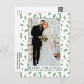 Waterverf Pine Greenery Pas getrouwd Kerstmis Briefkaart (Voorkant / Achterkant)