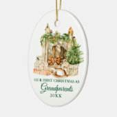 Waterverf Pine Grootouders Eerste Kerstmis Keramisch Ornament (Links)