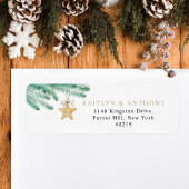 Waterverf Pine koopt kerstbruiloft Etiket