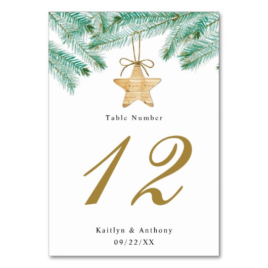 Waterverf Pine koopt kerstbruiloft Kaart (Voorkant)