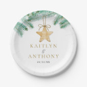 Waterverf Pine koopt kerstbruiloft Papieren Bordje (Voorkant)