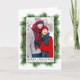 Waterverf Pine Lijst Couple Photo Fold Feestdagen Kaart