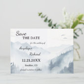 Waterverf Pine Mountain Winter Save the Date Kaart (Staand voorkant)