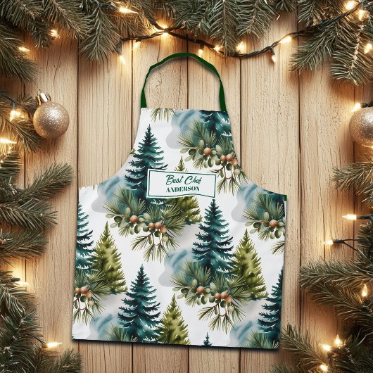Waterverf Pine Pattern Beste Chef Winter Schort