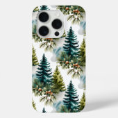 Waterverf Pine Pattern Elegant Winter Case-Mate iPhone Case (Achterkant)