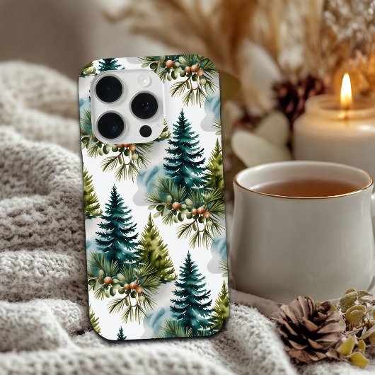 Waterverf Pine Pattern Elegant Winter Case-Mate iPhone Case