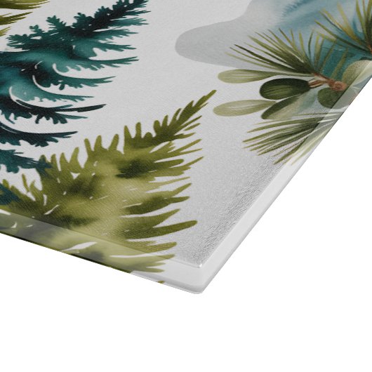 Waterverf Pine Pattern Elegant Winter Snijplank (Hoek)