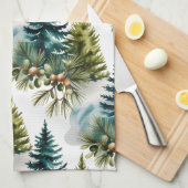 Waterverf Pine Pattern Elegant Winter Theedoek (Quarter Fold)