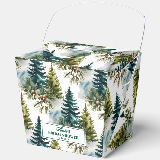 Waterverf Pine Pattern Winter Vrijgezellenfeest Bedankdoosjes (Voorkant)