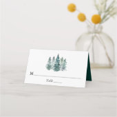 Waterverf Pine Spruce Trees Winter Snow Wedding (Voorkant)
