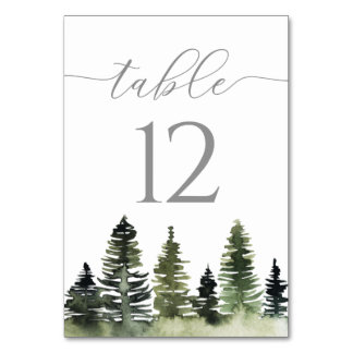 Waterverf Pine Treding Wedding Table Number Card Kaart