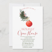 Waterverf Pine Tree Branch, Red Ball Open House Kaart (Voorkant)