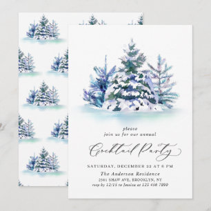 Waterverf Pine Tree Chic-kerstcocktail Kaart
