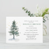 Waterverf Pine Tree Chic Kerstfeestdag BRUNCH Kaart (Staand voorkant)