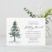 Waterverf Pine Tree Chic Kerstfeestdag BRUNCH Kaart (Staand voorkant)