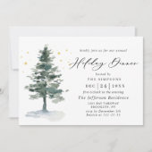 Waterverf Pine Tree Chic kerstfeestdag diner Kaart (Voorkant)