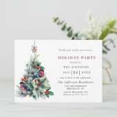 Waterverf Pine Tree Chic-kerstfeestdag Kaart (Staand voorkant)