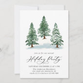 Waterverf Pine Tree Chic-kerstfeestdag Kaart (Voorkant)