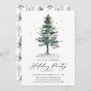 Waterverf Pine Tree Chic-kerstfeestdag Kaart