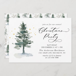 Waterverf Pine Tree Chic-kerstfeestdag Kaart
