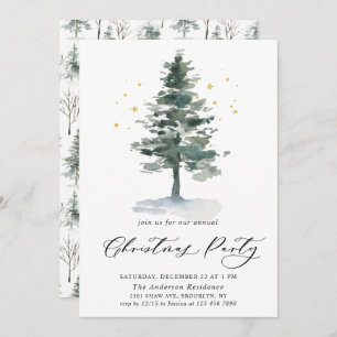 Waterverf Pine Tree Chic-kerstfeestdag Kaart