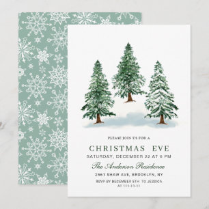 Waterverf Pine Tree Chic Kerstmis Vakantie Kaart