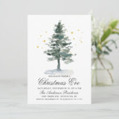 Waterverf Pine Tree Chic Kerstmis Vakantie Kaart (Staand voorkant)