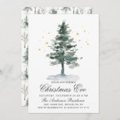 Waterverf Pine Tree Chic Kerstmis Vakantie Kaart (Voorkant / Achterkant)