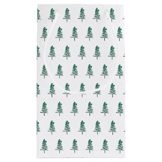 Waterverf Pine Tree Christmas Klein Cadeauzakje (Achterkant)