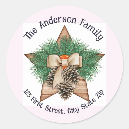 Waterverf Pine Tree Cone Greens Kerstmis Aangepast Ronde Sticker (Voorkant)