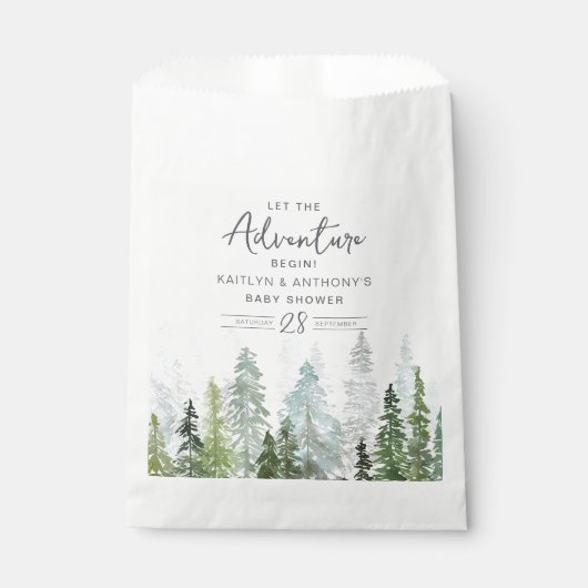 Waterverf Pine Tree Forest Baby shower Bedankzakje (Voorkant)