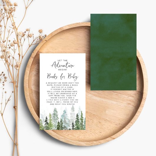 Waterverf Pine Tree Forest Baby shower Informatiekaartje