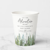 Waterverf Pine Tree Forest Baby shower Papieren Bekers (Achterkant)