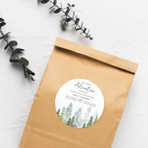 Waterverf Pine Tree Forest Baby shower Ronde Sticker