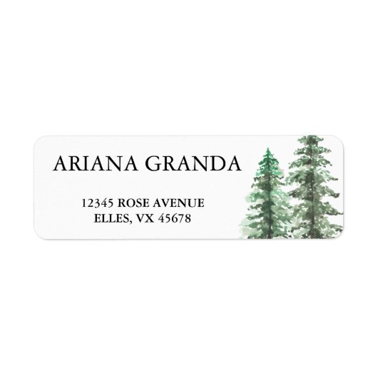 Waterverf Pine Tree Forest bruiloft Etiket (Voorkant)