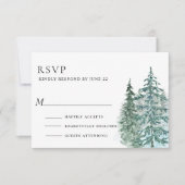 Waterverf Pine Tree Forest bruiloft RSVP Kaartje (Voorkant)