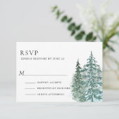 Waterverf Pine Tree Forest bruiloft RSVP Kaartje (Staand voorkant)