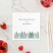 Waterverf Pine Tree Forest bruiloft Servet (Insitu)