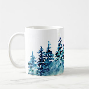 Waterverf Pine Tree Forest Panorama Coffee Mok