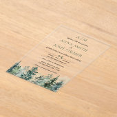 Waterverf Pine Tree Forest rustieke bruiloft Acryl Uitnodigingen (Laagn)