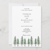 Waterverf Pine Tree Forest Wedding Kaart (Voorkant)