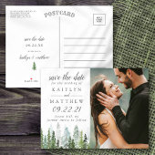 Waterverf Pine Tree Forest Wedding Save the Date Aankondigingskaart
