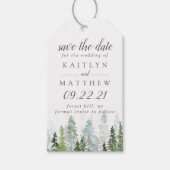 Waterverf Pine Tree Forest Wedding Save the Date Cadeaulabel (Voorkant)