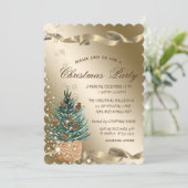 Waterverf Pine Tree GoldCorporate-kerstfeest Kaart (Staand voorkant)