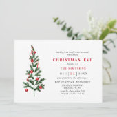 Waterverf Pine Tree Holiday CHRISTMAS EVE Kaart (Staand voorkant)