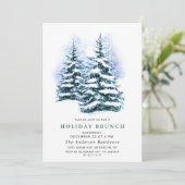 Waterverf Pine Tree-kerstfeestdag Brunch Kaart (Staand voorkant)