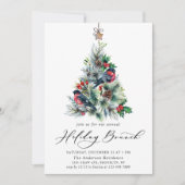 Waterverf Pine Tree-kerstfeestdag Brunch Kaart (Voorkant)