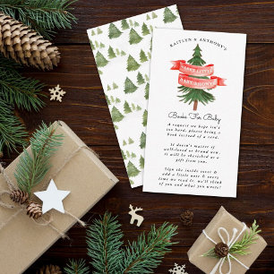 Waterverf Pine Tree Merry Little Baby shower Book Informatiekaartje